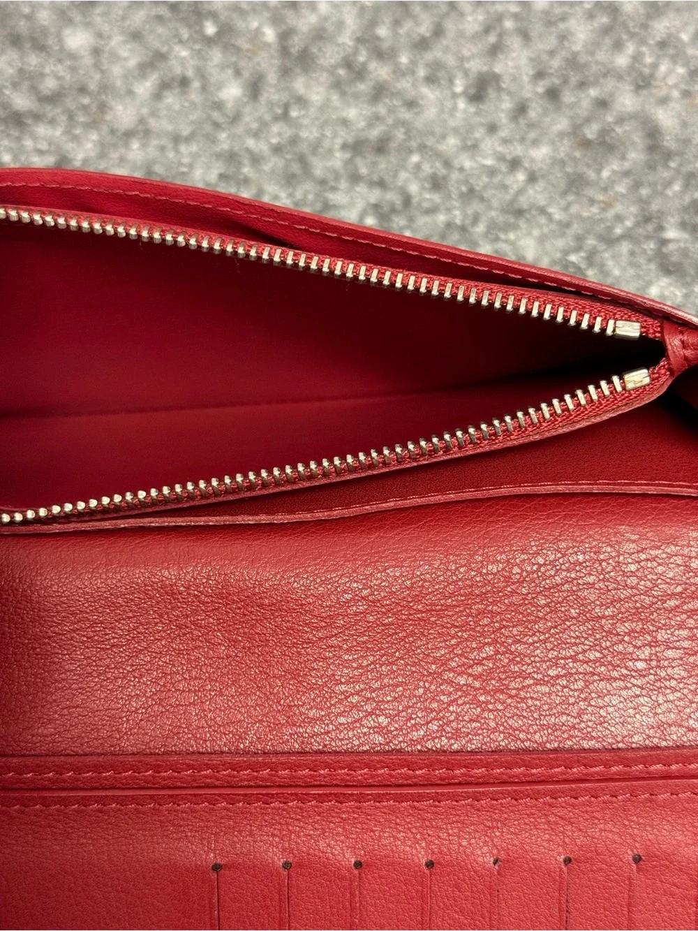 Auth Louis Vuitton Red Taurillon Leather Long Bifold Brazza Wallet Men’s/Unisex